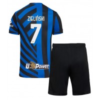 Koszulka piłkarska Inter Milan Piotr Zielinski #7 Strój Domowy dla dzieci 2024-25 tanio Krótki Rękaw (+ Krótkie spodenki)